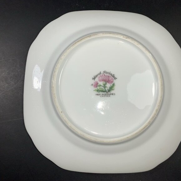 Vintage Handpainted Fruit Nappy Dish – Occupied Japan – Square Scalloped Corners - Picture 3 of 6